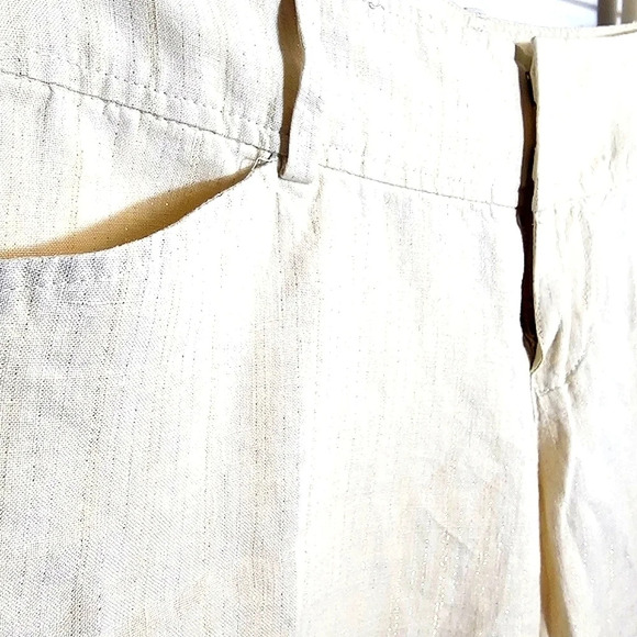 Guess Womens Linen Pants, Ivory/Gold, Wide‎ Leg Career Office 28 - Picture 3 of 10